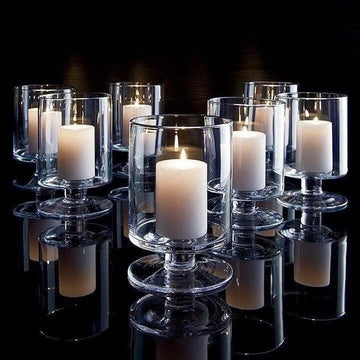 Clear Glass Hurricane Candle Holder & Decorative Vase with Stand | Multipurpose Centerpiece for Candles, Flowers, Pebbles & Home Décor | Elegant Tabletop Display