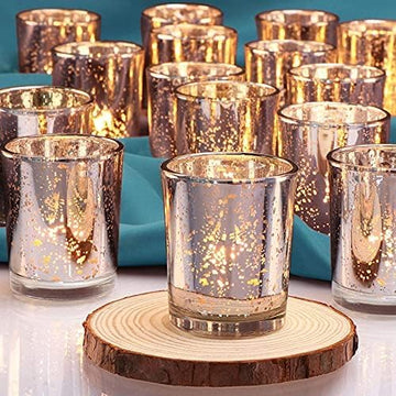 Glass Tea Light Candle Holders for Home Decoration, Party, Wedding, Living Room, Diwali, Decor Pack of 4