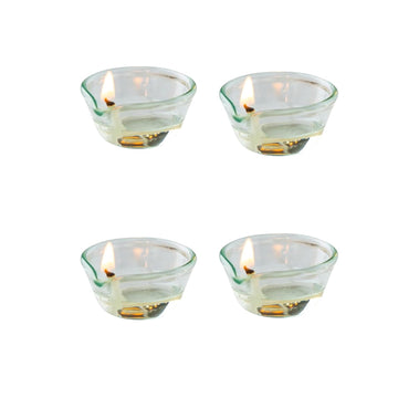 Borosilicate Diya Glass Diwali Set Borosilicate Glass | Glass Diya for deewali Decoration | Home Decoretion Item | Diya for Temple | Table Set | (Height: 1 inch) (Set of - (4)