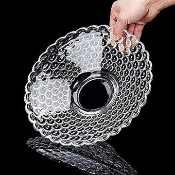 Glass Fruit Bowl for Dining Table | Crystal Look Transparent Serving Bowl with Elegant Bubble Design | Decorative Dry Fruit, Snacks, Salad & Dessert Bowl for Home, Kitchen & Living Room
