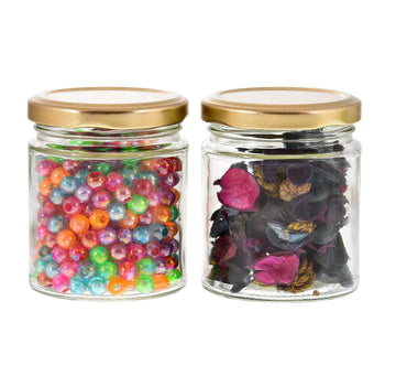 200 ML Glass Jar with Rust Free Airtight Golden Lid | Transparent Kitchen Storage Container for Spices, Dry Fruits, Tea, Coffee & Snacks | Glass Jars for Pantry Organization